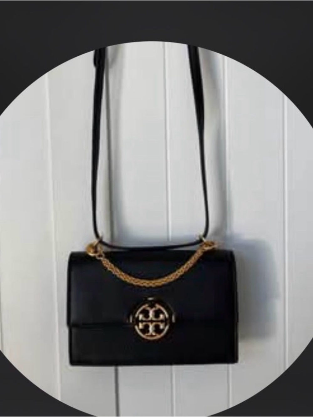 Tory Burch Black Leather Crossbody Bag with Gold Hardware